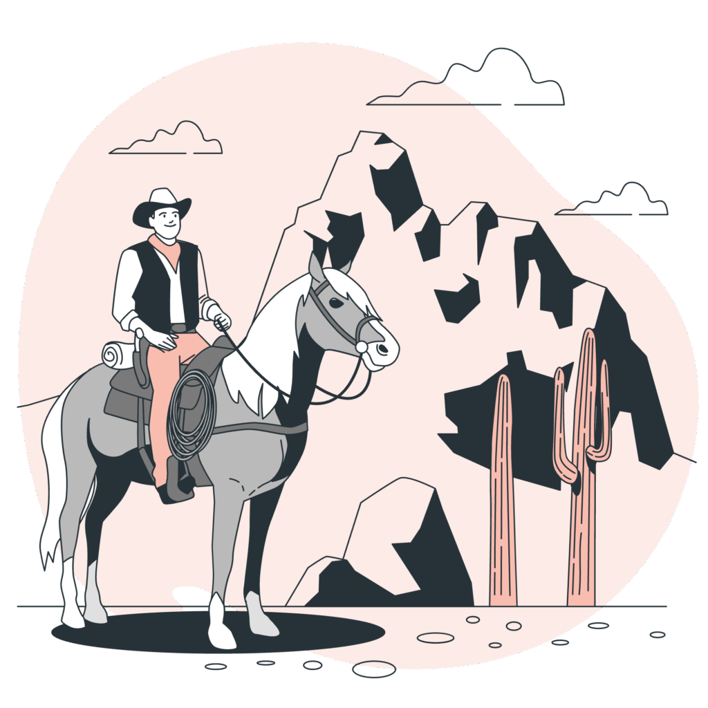 Cowboy sits on horse