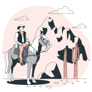 Cowboy sits on horse