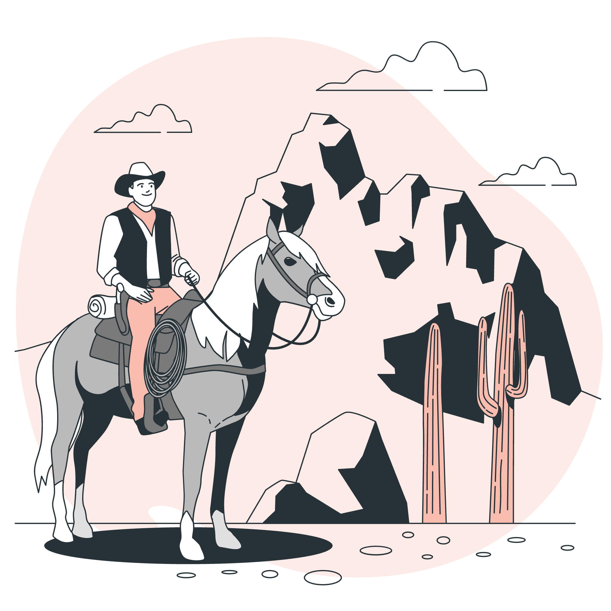 Cowboy sits on horse