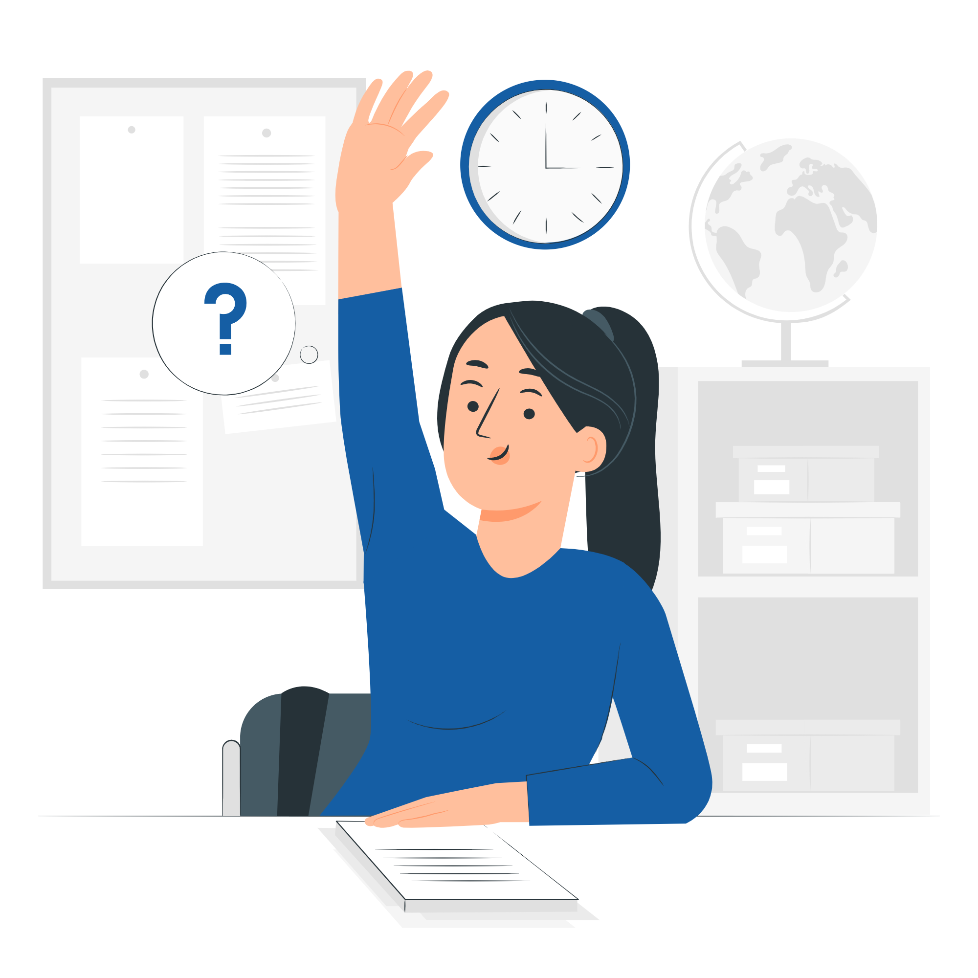 Woman raises hand to ask question while at training